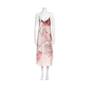 All Saints Pink Floral Slip Midi Dress